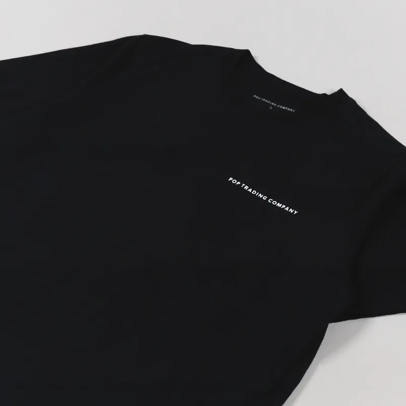 Pop Trading Company Logo T Shirt Black White-3