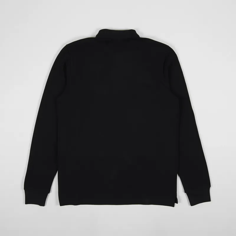 Carhartt WIP Long Sleeve Chase Pique Polo Shirt Black Gold-1