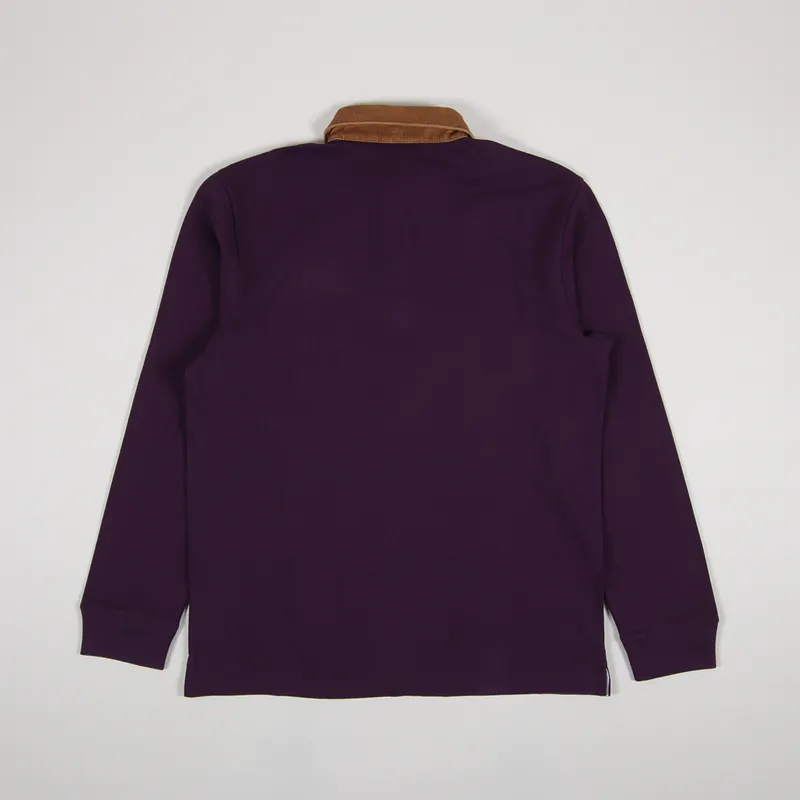 Carhartt WIP Long Sleeve Cord Rugby Polo Boysenberry Brown White-1