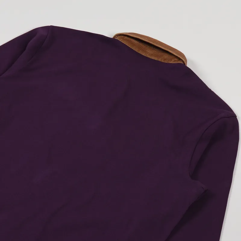 Carhartt WIP Long Sleeve Cord Rugby Polo Boysenberry Brown White-3