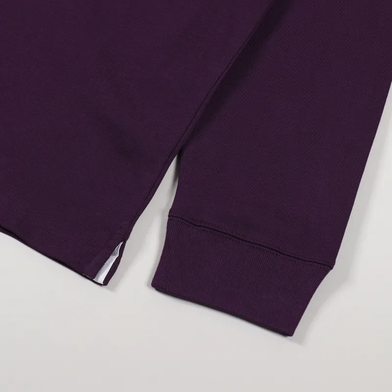 Carhartt WIP Long Sleeve Cord Rugby Polo Boysenberry Brown White-5