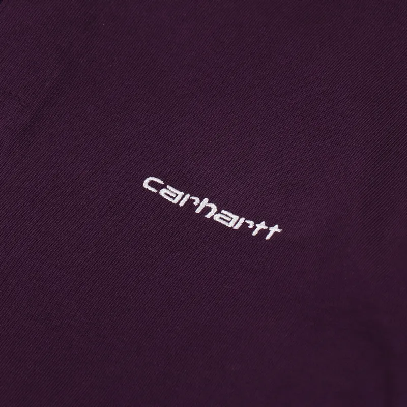 Carhartt WIP Long Sleeve Cord Rugby Polo Boysenberry Brown White-4