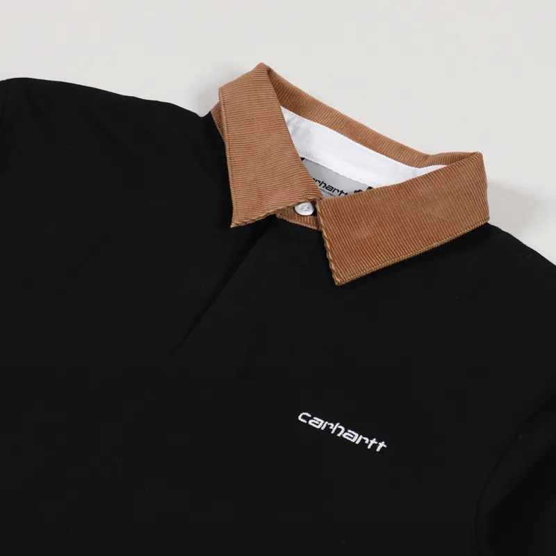 Carhartt WIP Long Sleeve Cord Rugby Polo Black Brown White-2
