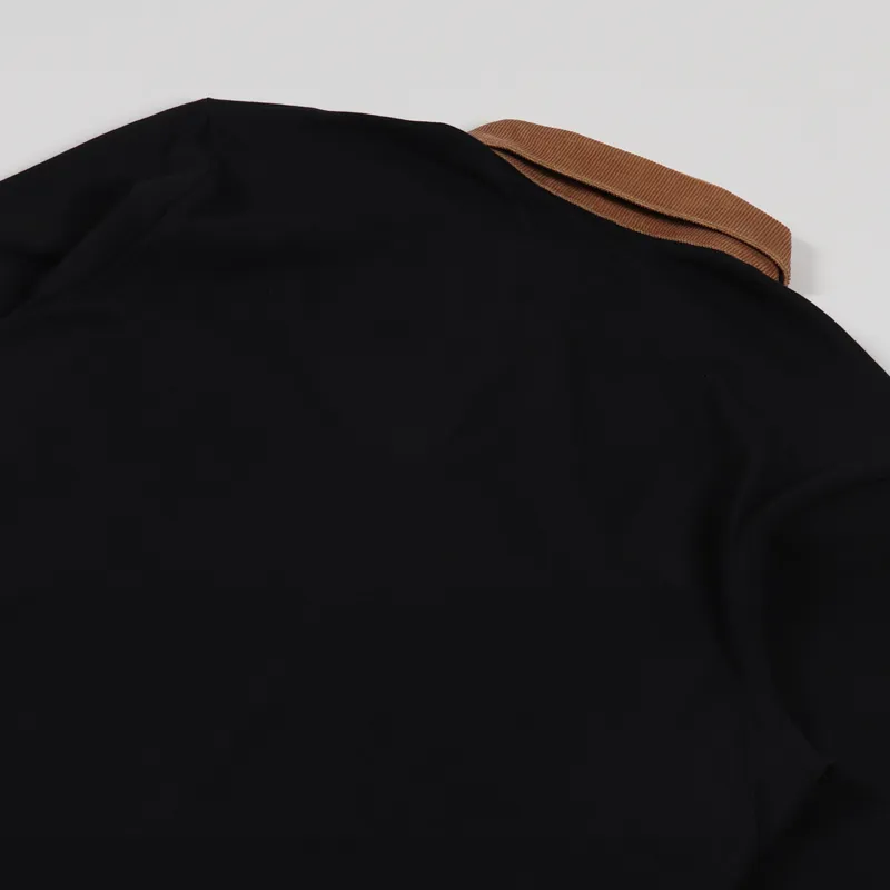 Carhartt WIP Long Sleeve Cord Rugby Polo Black Brown White-3