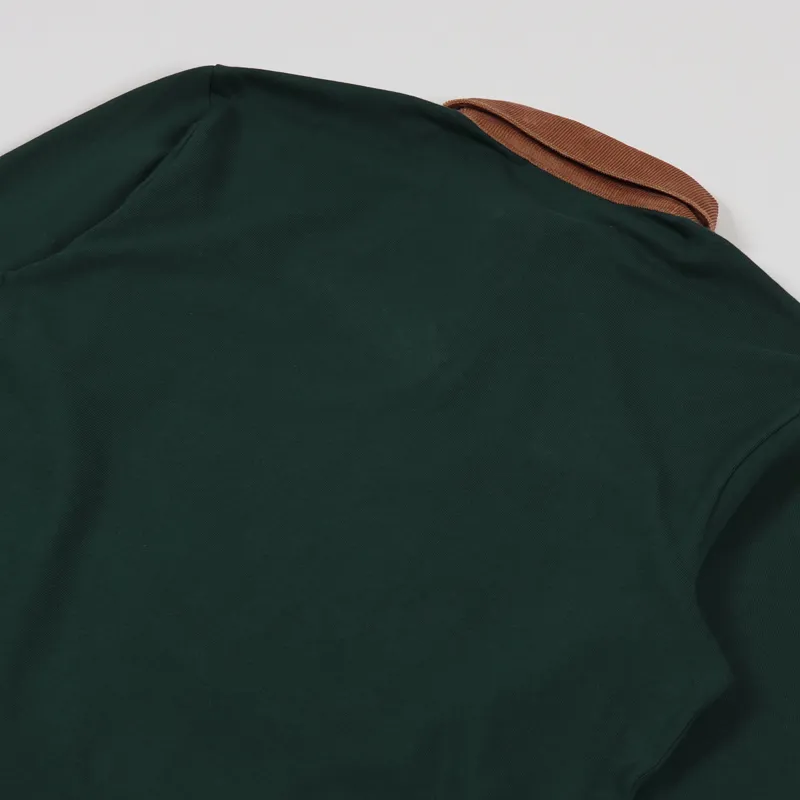 Carhartt WIP Long Sleeve Cord Rugby Polo Green Brown White-3