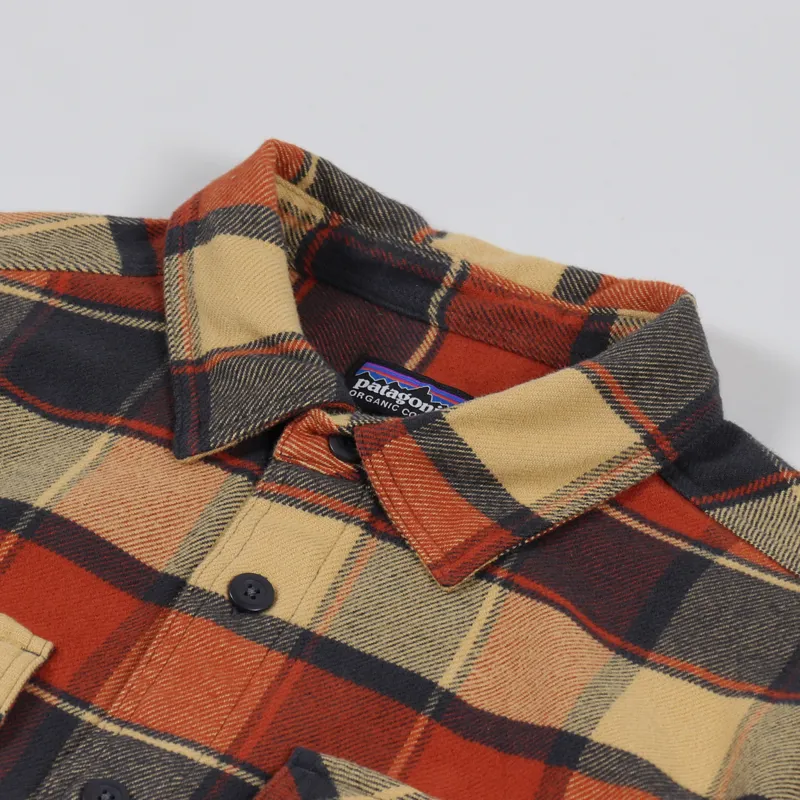 Patagonia Long Sleeve Fjord Flannel Shirt Plots Burnished Red-6