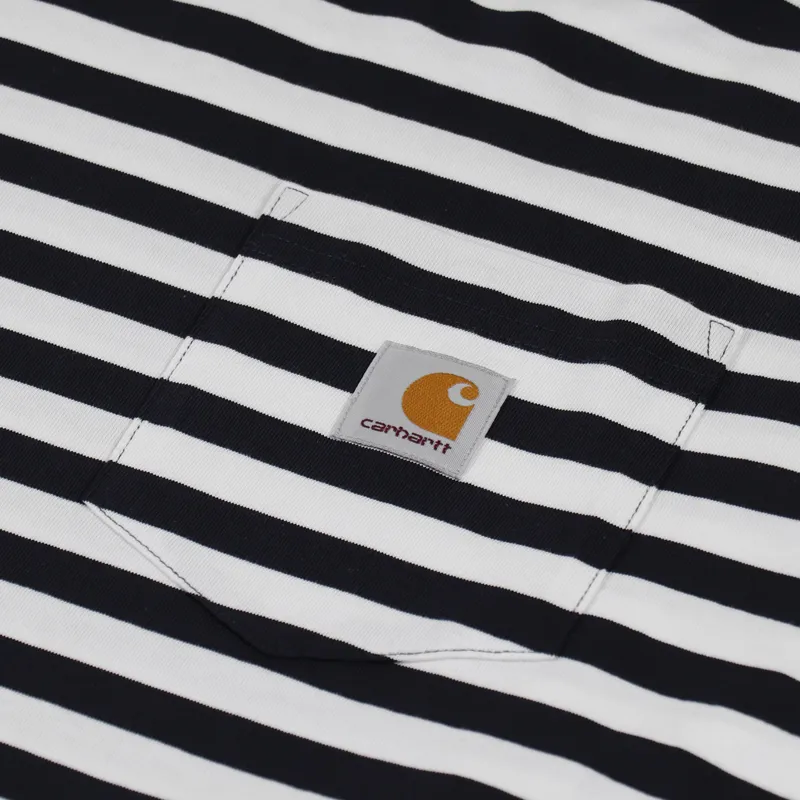 Carhartt WIP Long Sleeve Scotty Pocket T Shirt Dark Navy White-5