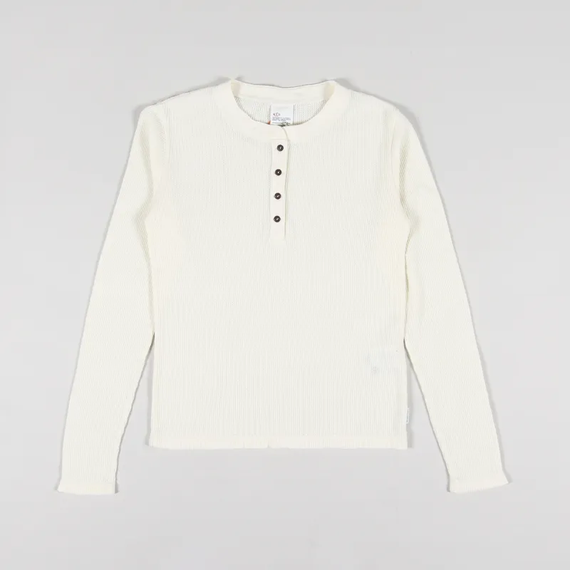 Nudie Jeans Womens Mira Henley Waffle T Shirt Egg White