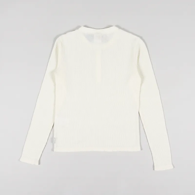 Nudie Jeans Womens Mira Henley Waffle T Shirt Egg White-3