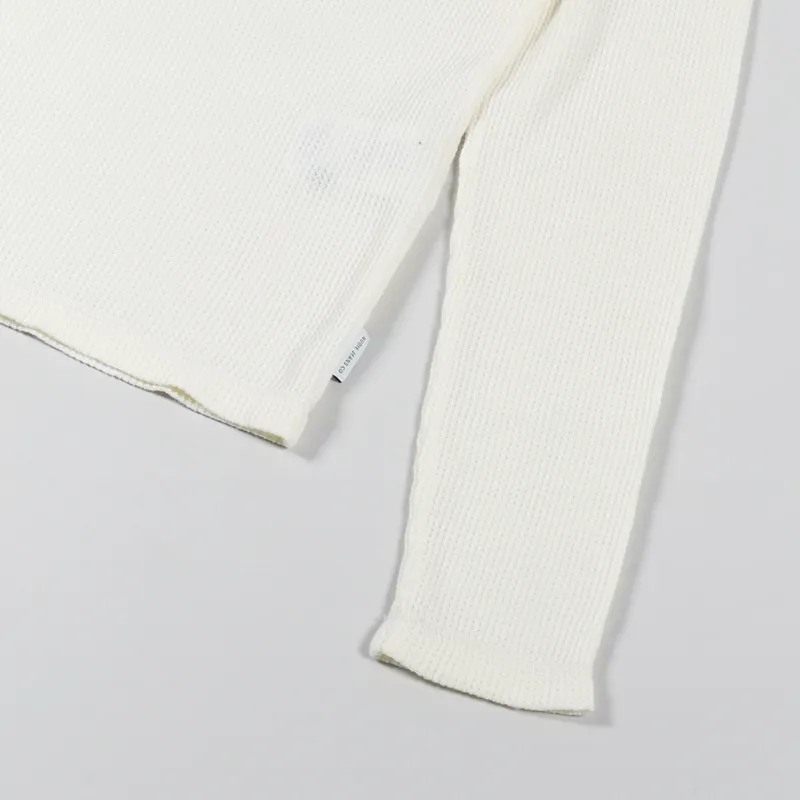 Nudie Jeans Womens Mira Henley Waffle T Shirt Egg White-5