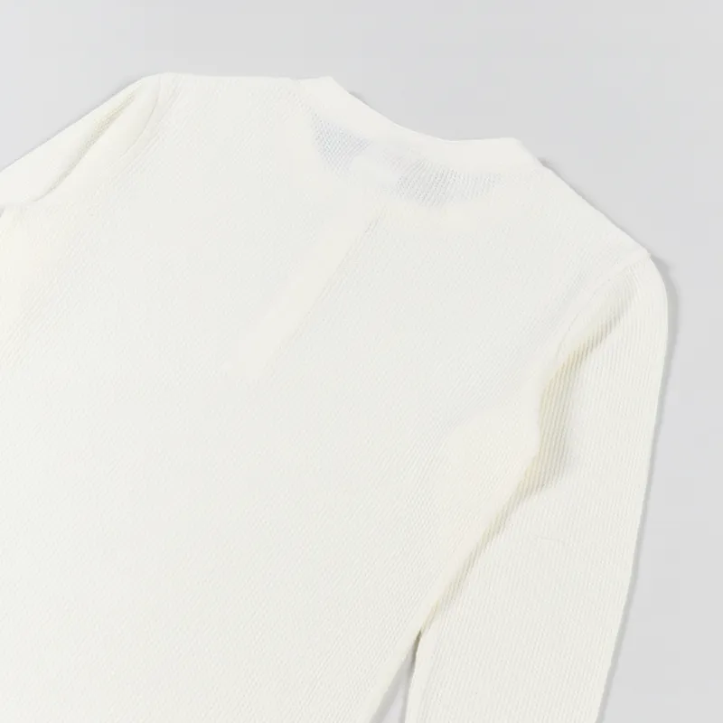 Nudie Jeans Womens Mira Henley Waffle T Shirt Egg White-7