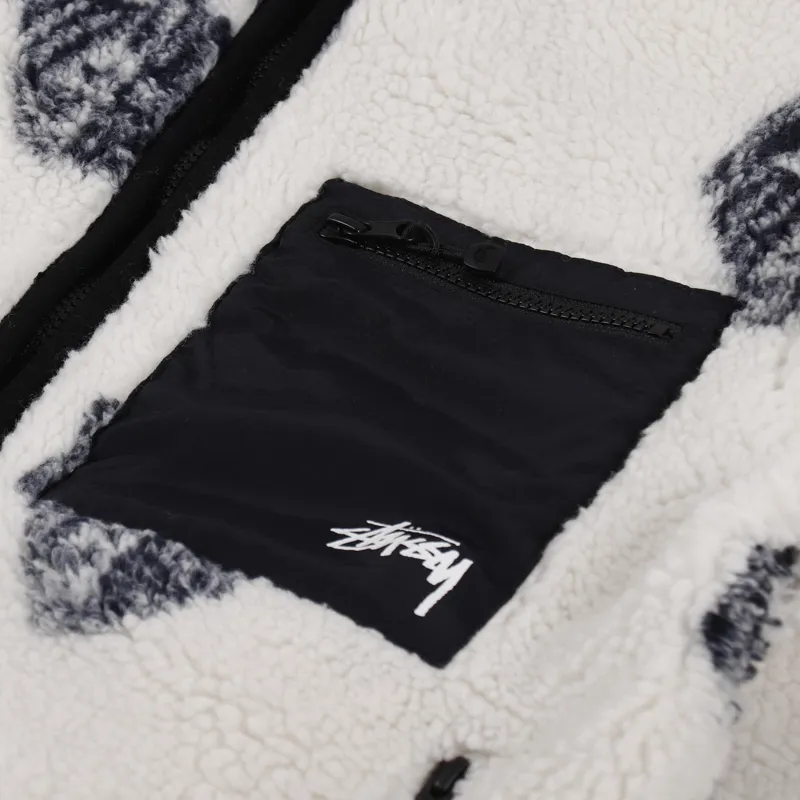 Stussy Mask Jacquard Sherpa Fleece Natural-6