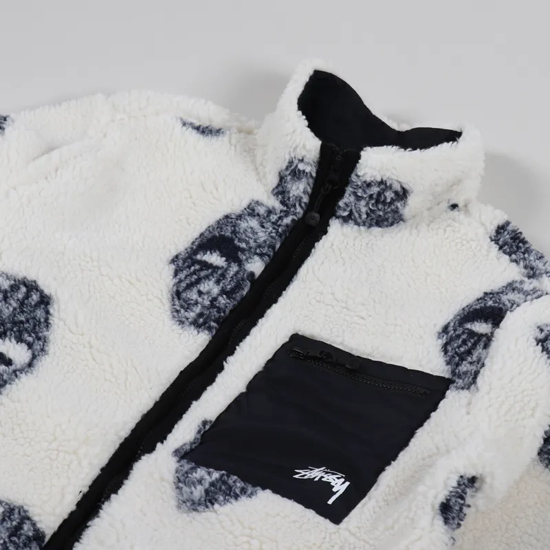 Stussy Mask Jacquard Sherpa Fleece Natural-3