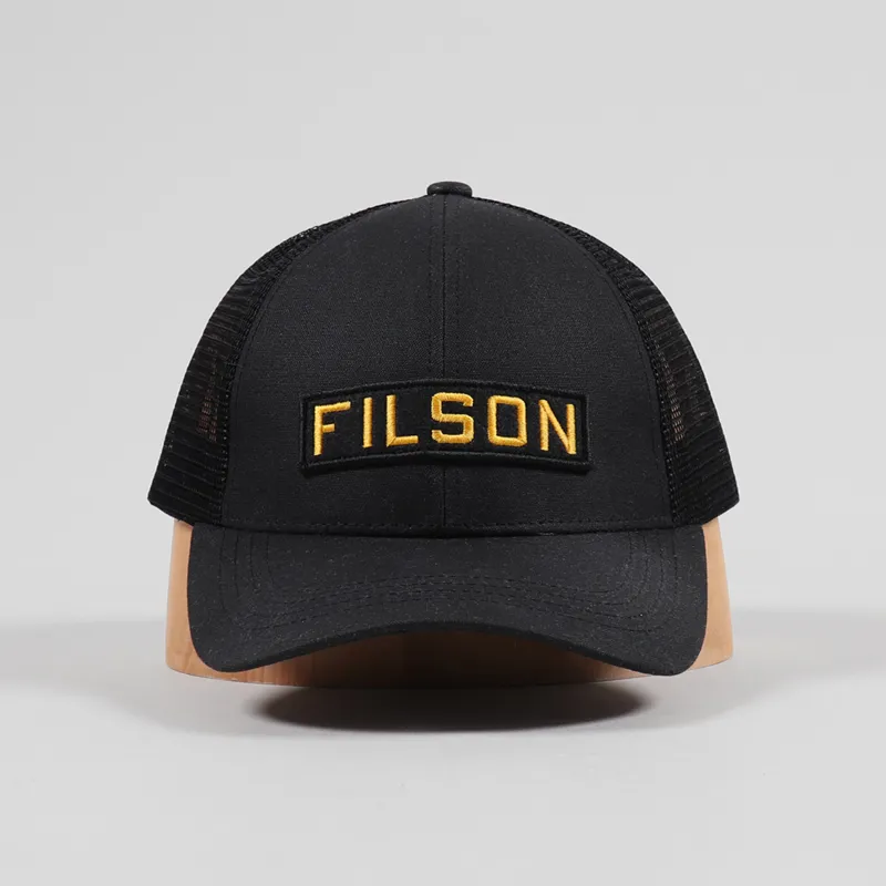 Filson USA Mens Mesh Snap-Back Logger Patch Cap Black