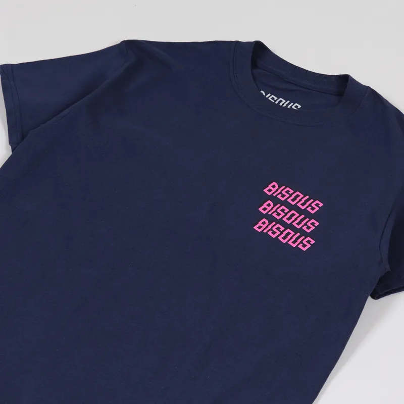 Bisous Skateboards Bisous x 3 T Shirt Navy-1