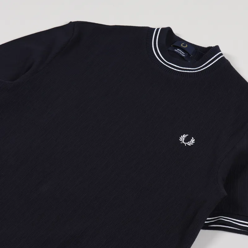 Fred Perry Reissues Mens Crew Neck Pique T Shirt Navy Blue