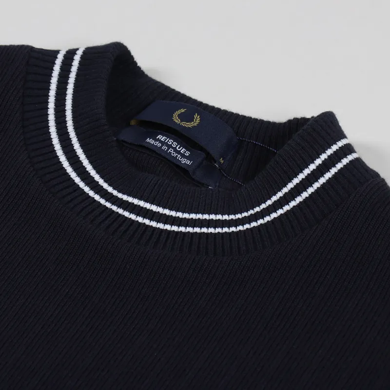 ◇FRED PERRY◇ M7 Crew Neck Pique Tee Navy AFPM2410007R87 Crew Neck Piqué T-Shirt - Navy | Men's T-Shirts | Designer T