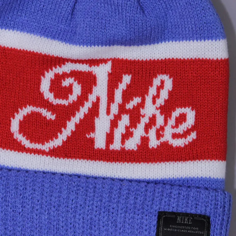 Nike Old Snow Beanie - Blue, University Red and White-2