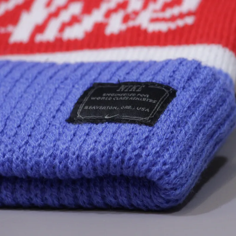 Nike Old Snow Beanie - Blue, University Red and White-3
