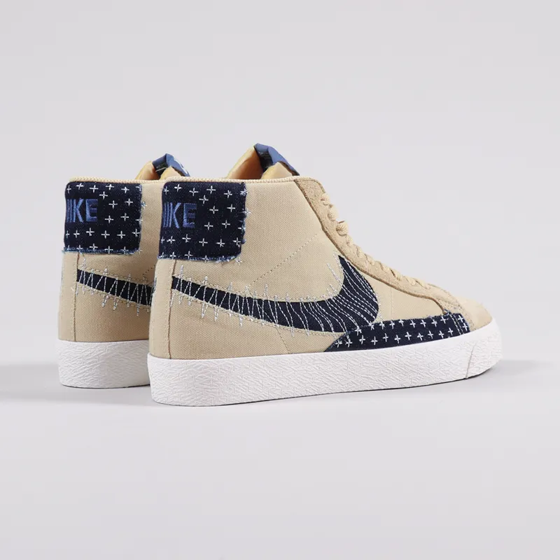 Nike SB Blazer Mid Premium Shoes Sesame Mystic Navy Sail-2