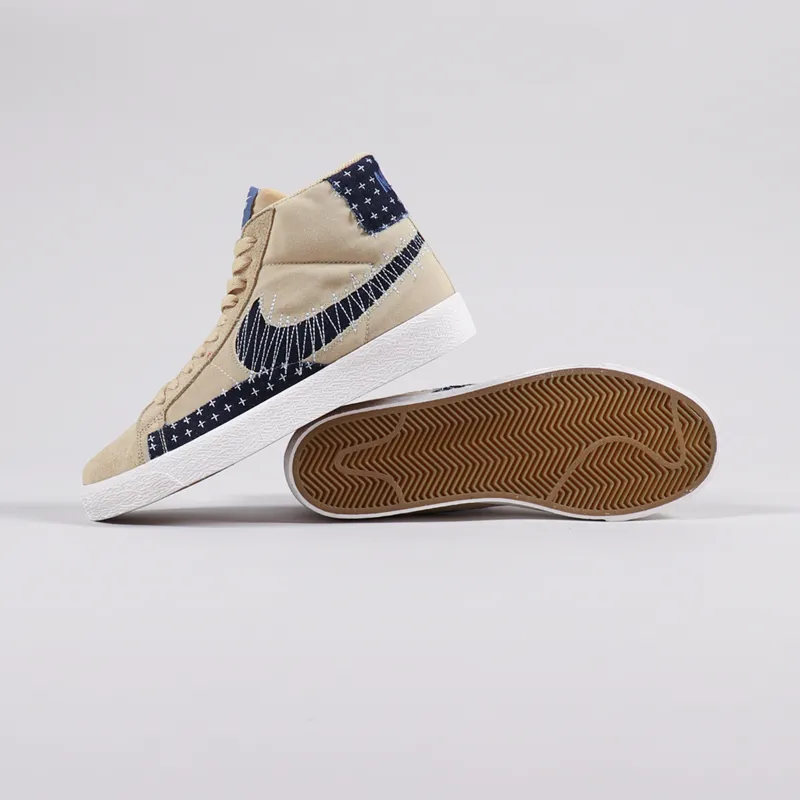Nike SB Blazer Mid Premium Shoes Sesame Mystic Navy Sail-1