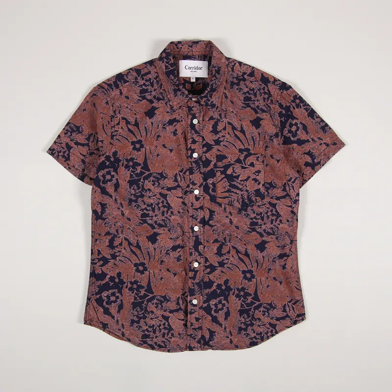 Corridor Photo Negative Hawaiian Shirt Navy
