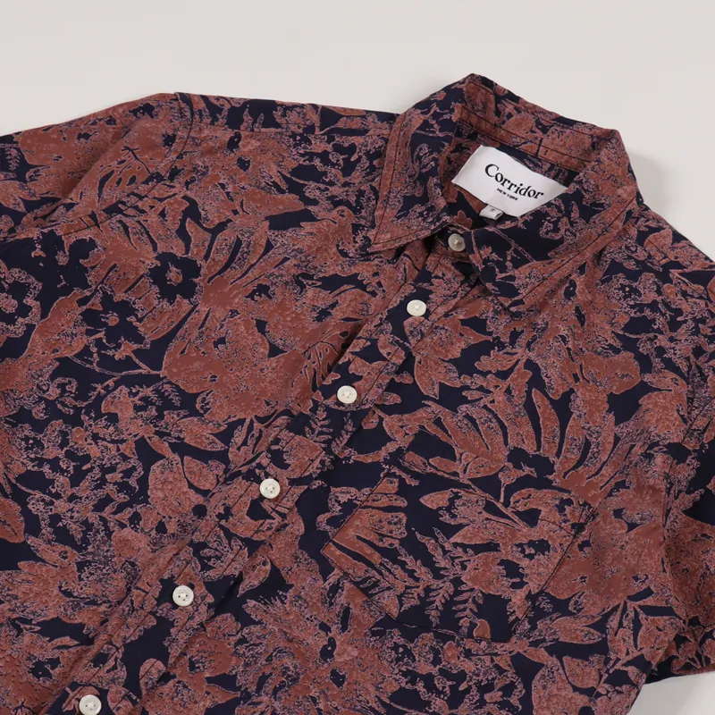 Corridor Photo Negative Hawaiian Shirt Navy-1