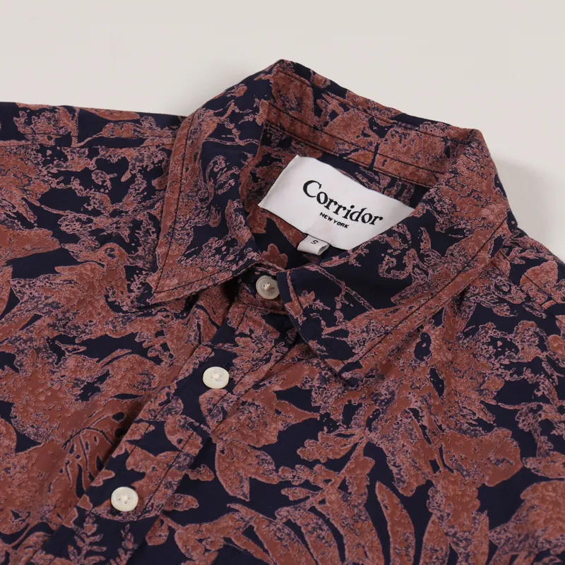 Corridor Photo Negative Hawaiian Shirt Navy-3