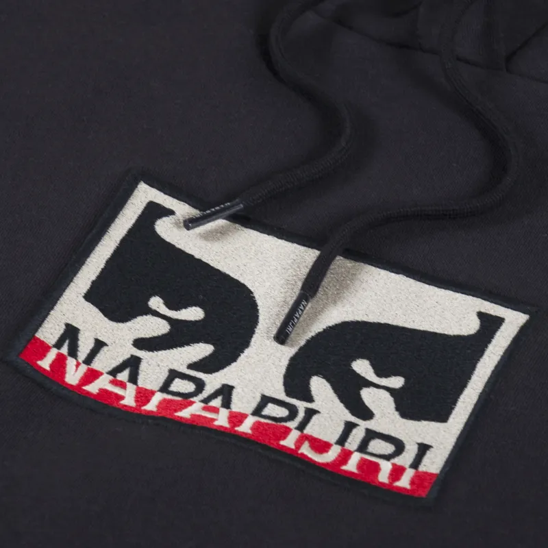 Napapijri x Obey Mens Unisex Pullover Hoodie Black