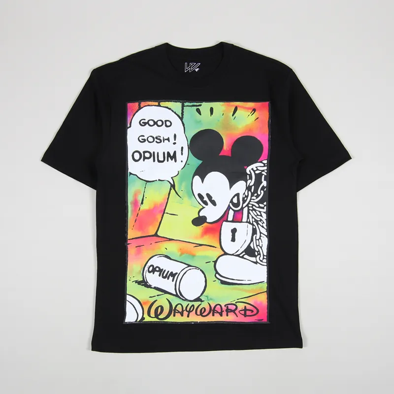 Wayward London Mens Short Sleeve Opium Flashback T Shirt Black