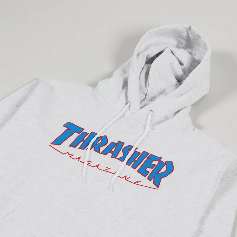 Thrasher Skateboard Magazine Outlined Hoodie Ash Grey-2