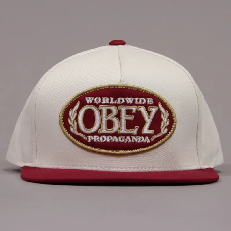 Obey Oval Snapback Cap - Natural and Brick Red-1