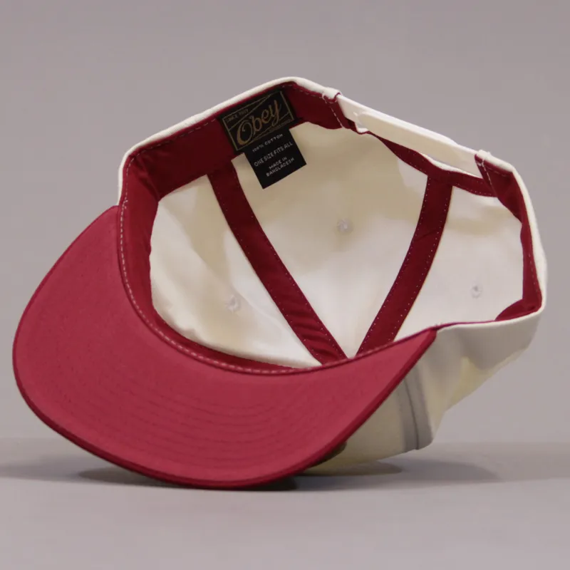 Obey Oval Snapback Cap - Natural and Brick Red-4