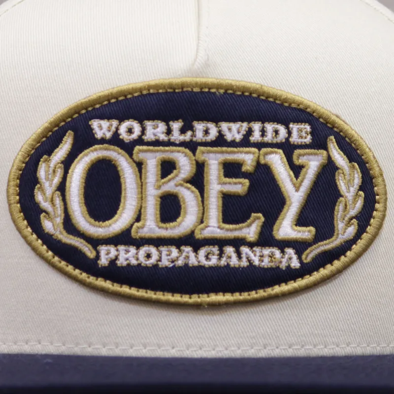 Obey Oval Snapback Cap - Natural and Navy-2