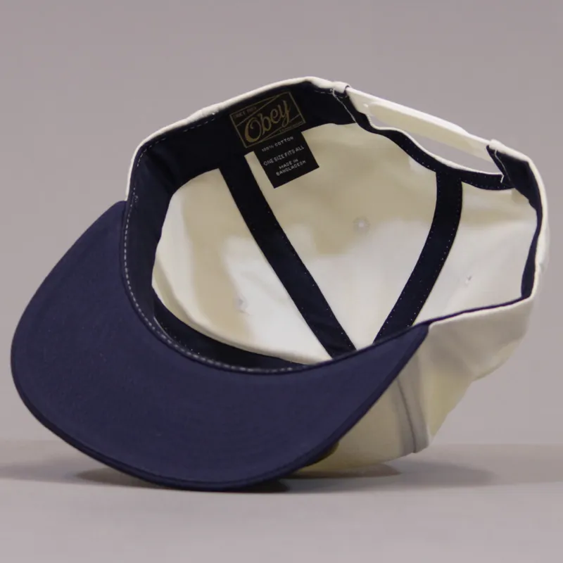 Obey Oval Snapback Cap - Natural and Navy-4