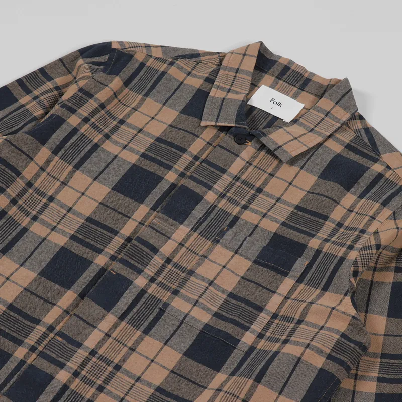 Folk Patch Shirt Tan Black Multicheck-4