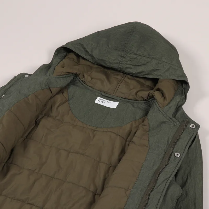 Universal Works Padded Short Parka Olive Washed-4