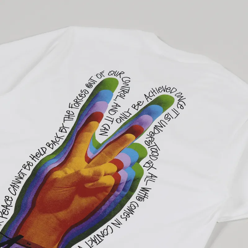 Stussy Mens Peace Sign Graphic Short Sleeve T Shirt White