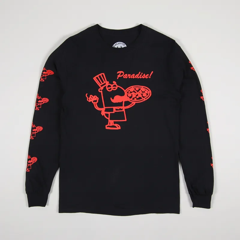 Paradise NYC Mens 99 Cent Pizza Long Sleeve T Shirt Black