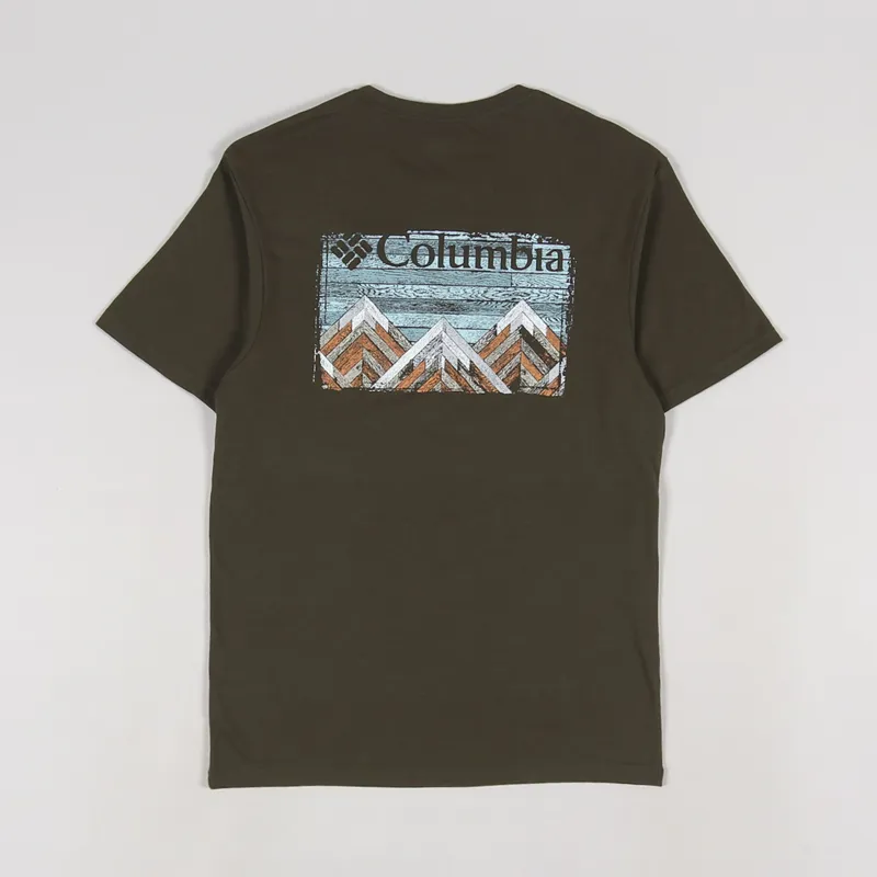 Columbia Pine Trails Graphic T Shirt Olive Green