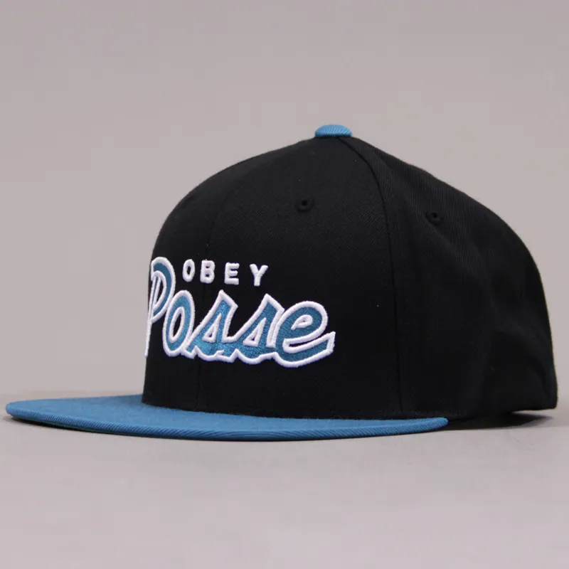 Obey Posse Snapback Cap - Black and Teal