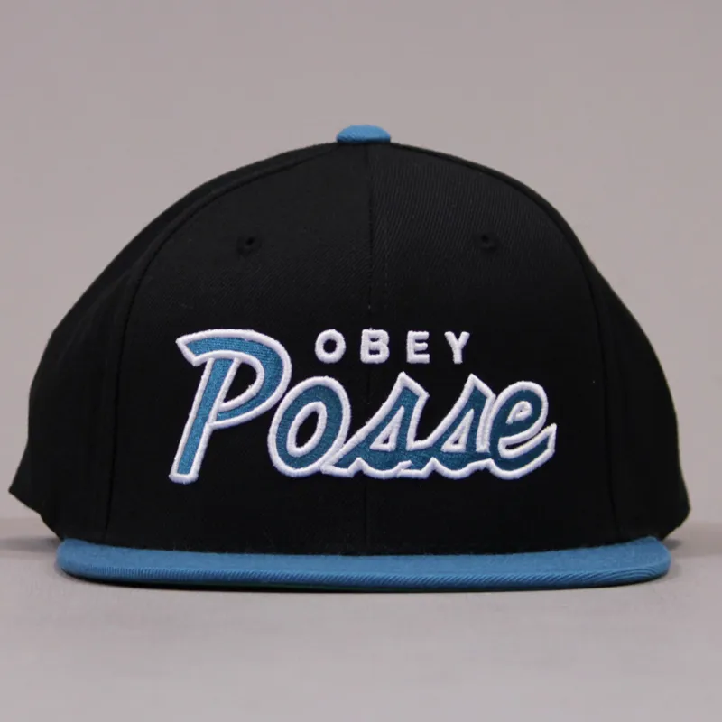 Obey Posse Snapback Cap - Black and Teal-1