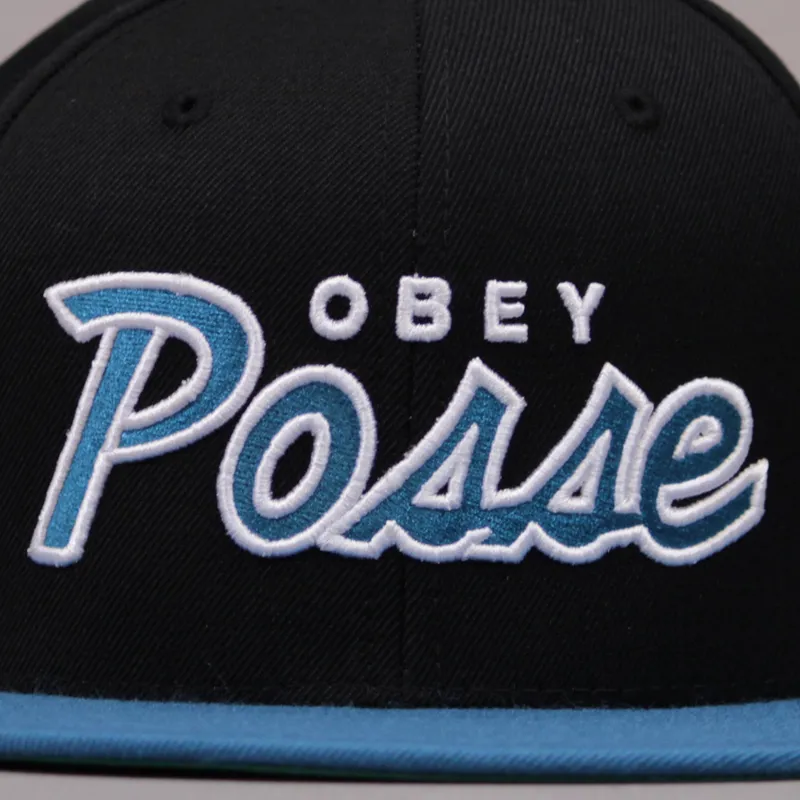 Obey Posse Snapback Cap - Black and Teal-2