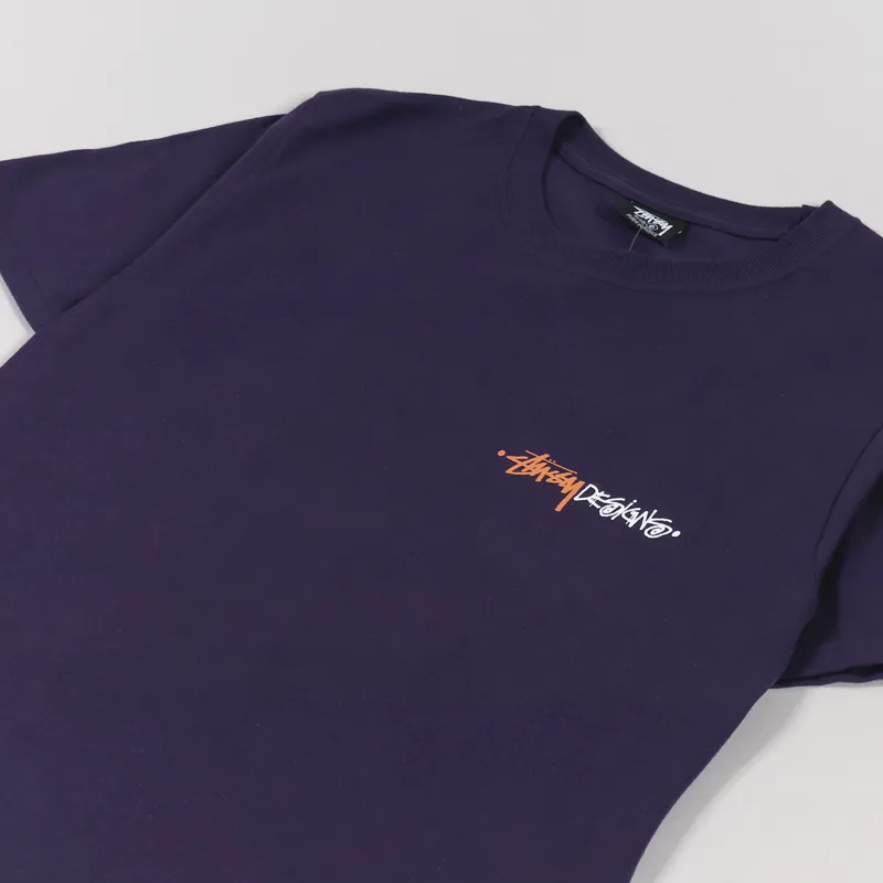 Stussy Mens Short Sleeve Positive Vibration T Shirt Navy Blue