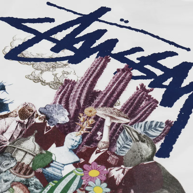 Stussy Mens Short Sleeve Psychedelic Graphic T Shirt White