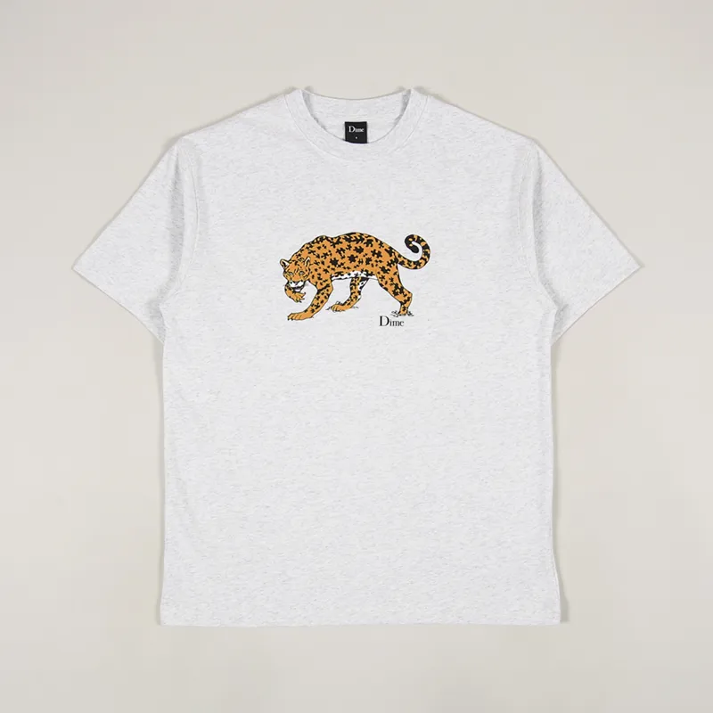 Dime MTL Mens Short Sleeve Puzzle Cat Graphic T Shirt Ash Grey