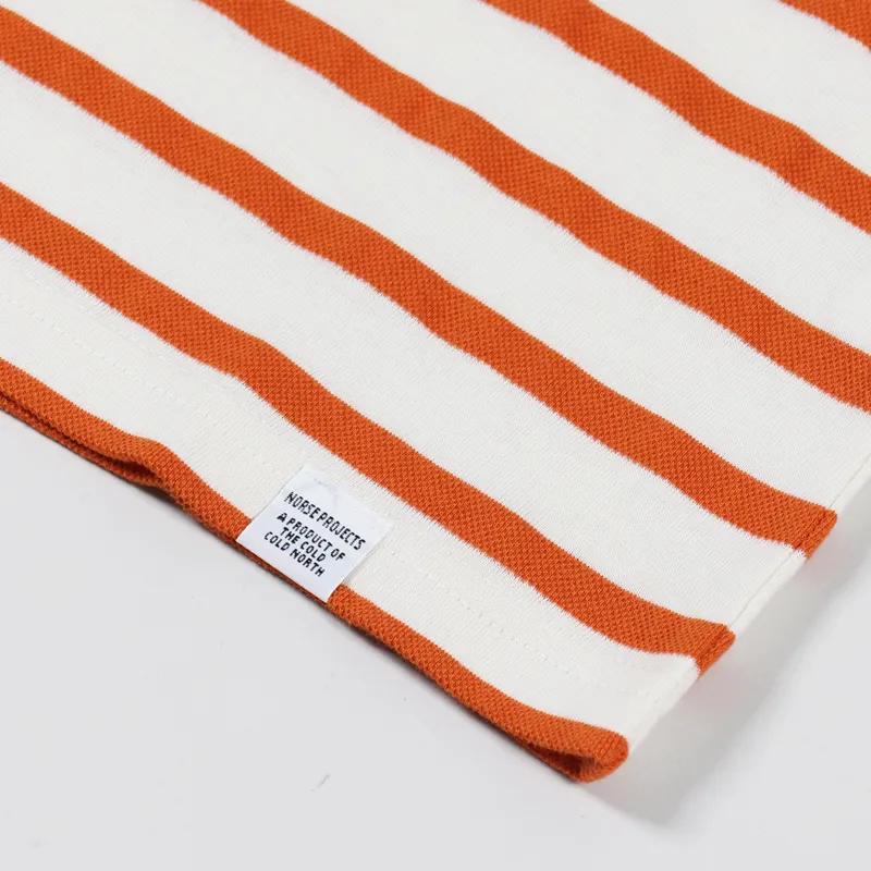 Norse Projects Niels Pique Stripe T Shirt Gold Orange-2