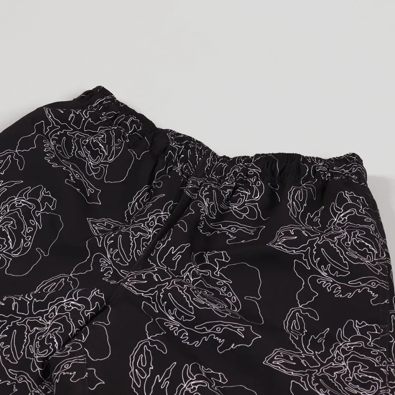 Stussy Mens Roses Graphic Water Swimming Shorts Black