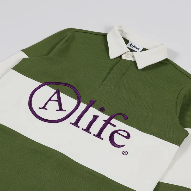 Alife Rugby Shirt Green Cream-2