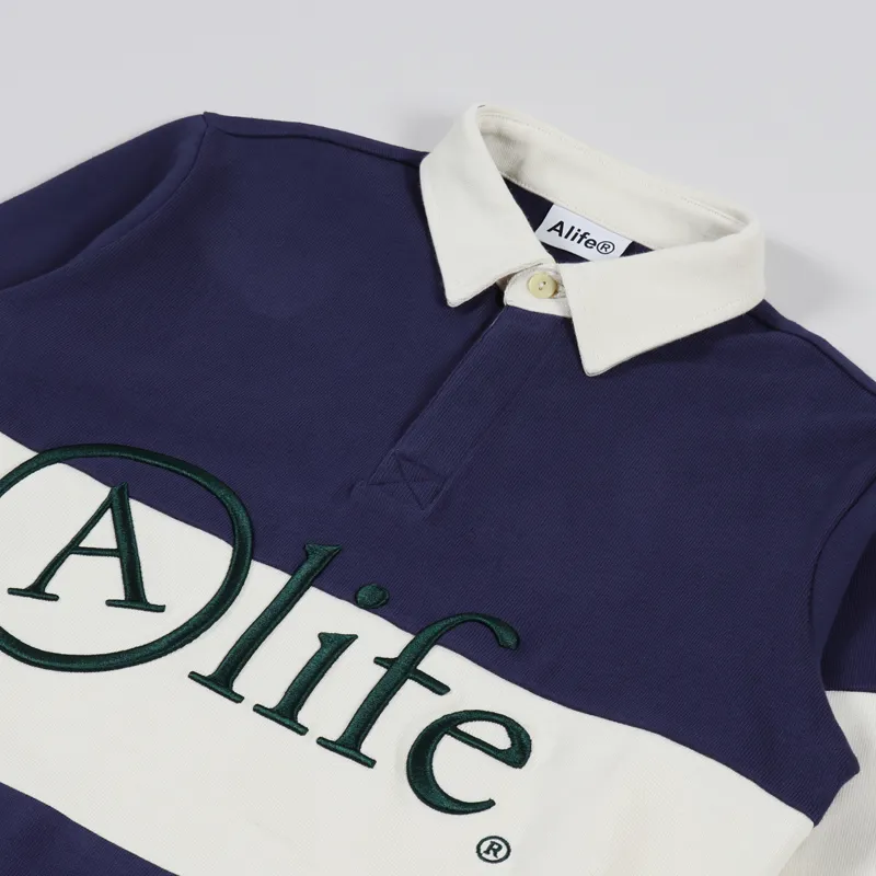 Alife Rugby Shirt Navy Cream-2